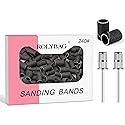 Rolybag Sanding Bands for Nail Drill, 240 Grit Sanding Band Include 100 Fine Grit Sanding Bands and 2 Pcs Mandrel Bit for 3/32" Nail Drill Machine