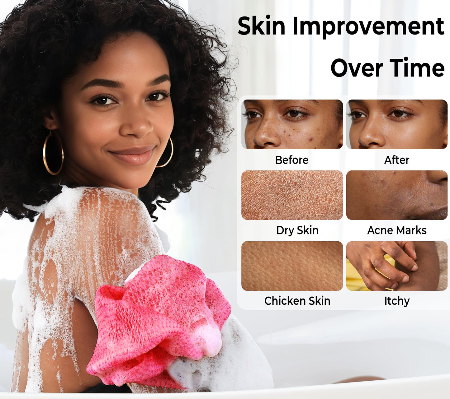 Loofah Sponge African Net Authentic - 2 Pieces Real African Exfoliating Sponge with Knots - African Net Wash Cloths for Body Scrubber Exfoliator Beauty and Personal Care RelaxScene