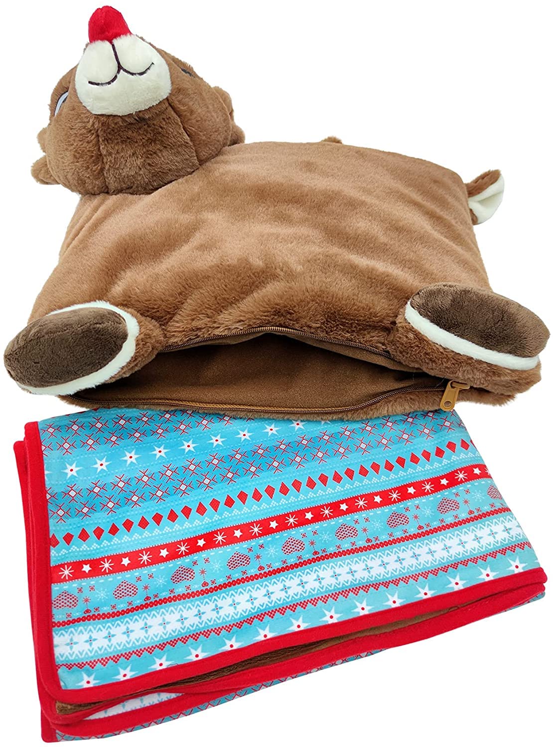 Animal Adventure®| Rudolph The Red-Nosed Reindeer®|Rudolph| Character Cuddle Combos™| 2-in-1 Stow-n-Throw Cuddle Bud with Carrying Handle & Zipper…