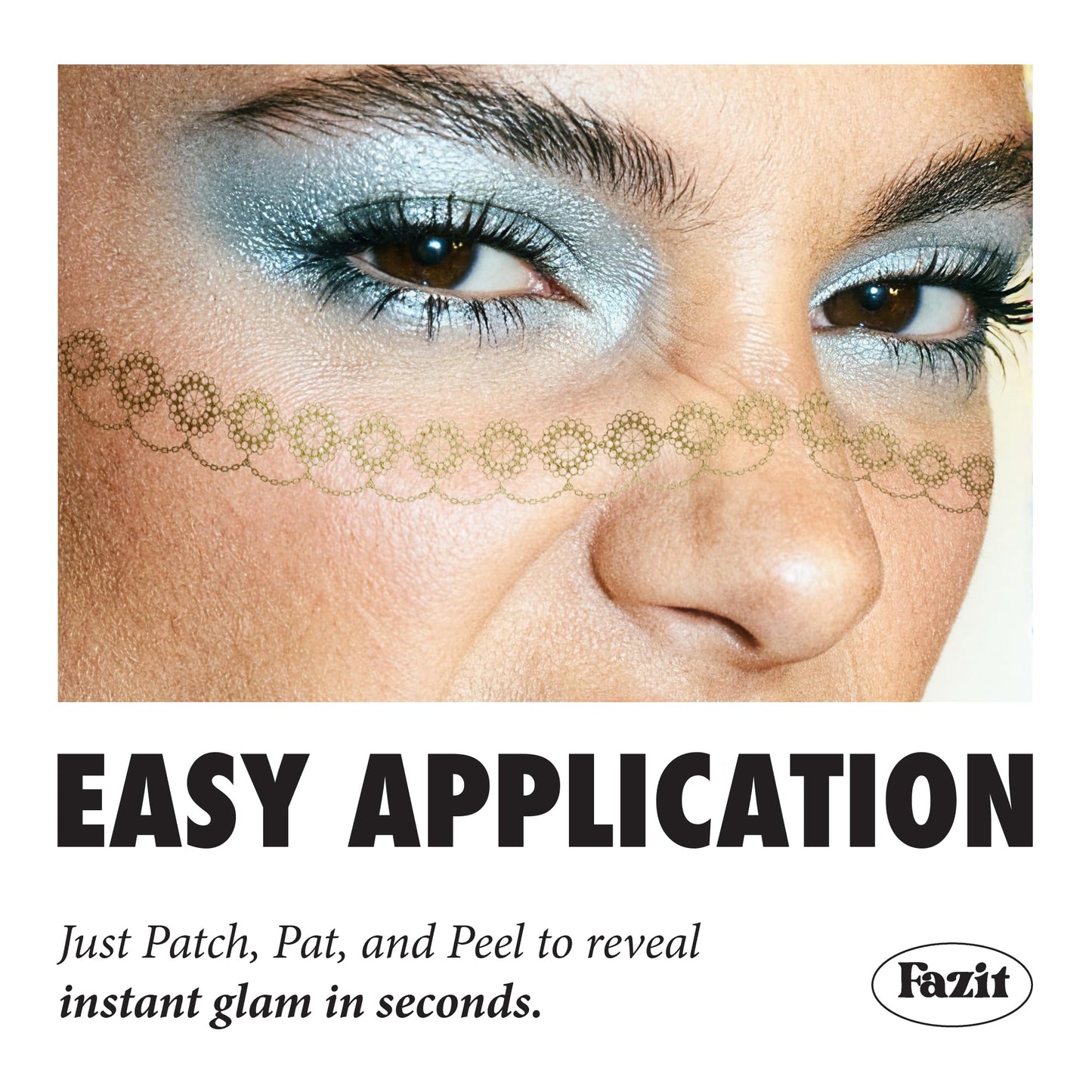 Fazit Makeup Patches - Chain Veil Bodybond - Glow Up Make-Up Patches - Cute Glitter Makeup Accessories for Women - Cosmetic Glitter for Face