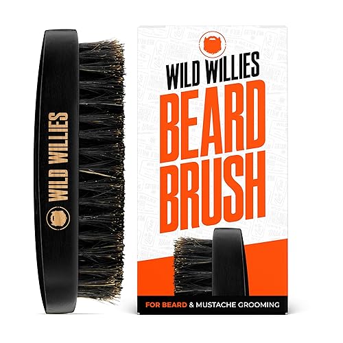 Wild Willies Natural Boar Bristle Brush for Hair & Beard - Multipurpose Boar Bristle Hair Brush for Grooming Slick Back Hair, Beard, and Mustache