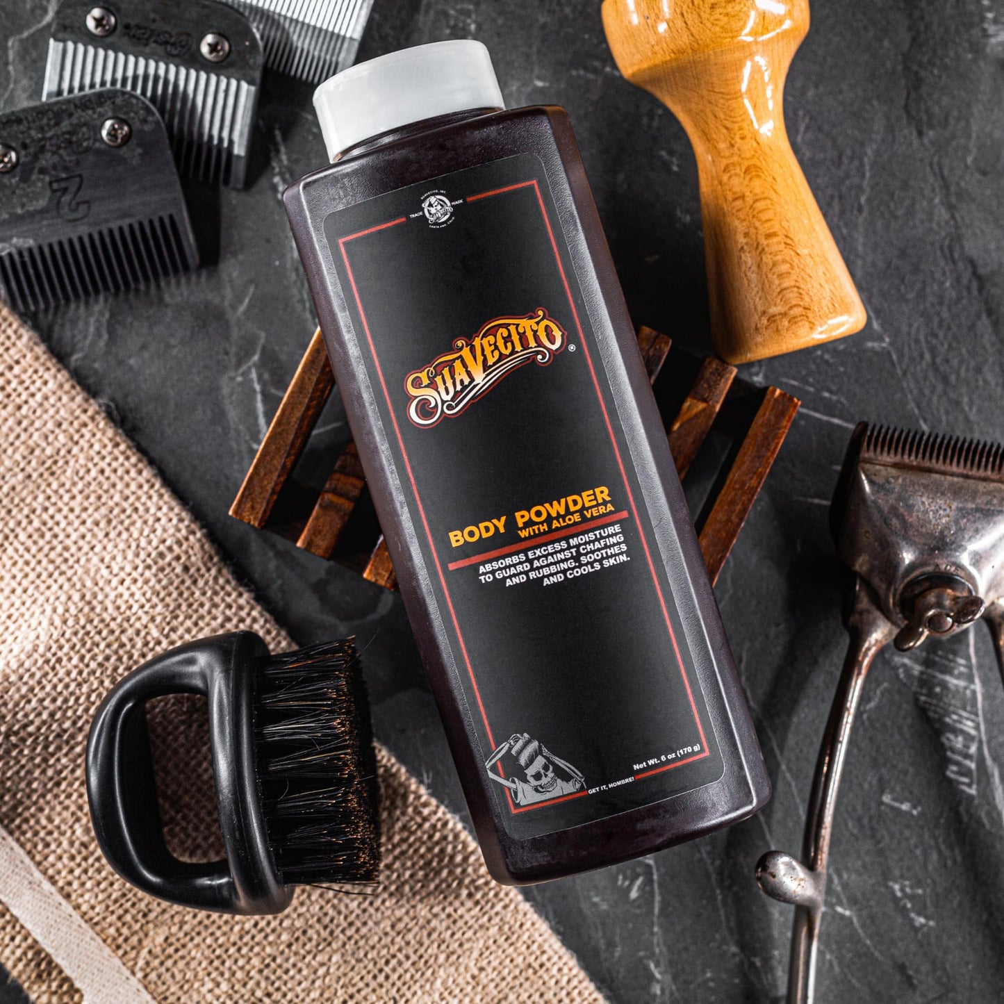 Suavecito Body Powder with Aloe Vera, 6 oz. - Original Scent - Provides Long Lasting Comfort & Protection, Eliminates Chafing & Rubbing, Guards