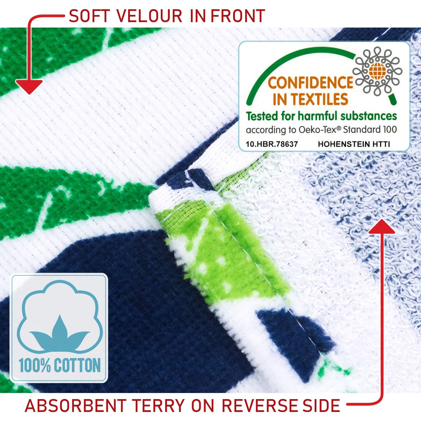 Softerry Pineapples Stripes Beach Towel 30 x 60 inches 100% Cotton (Navy)