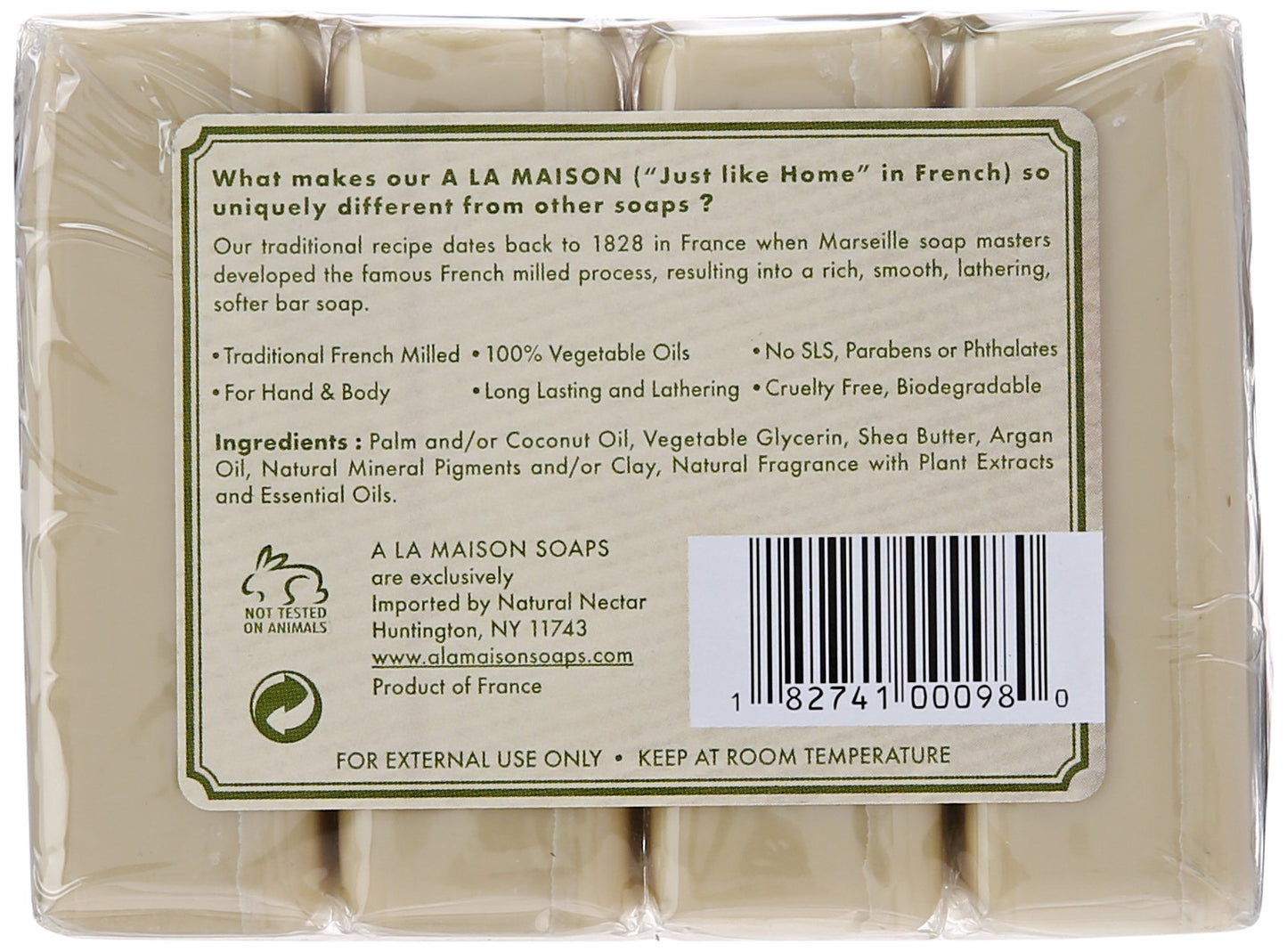 A LA MAISON Rosemary Mint Bar Soap - Triple French Milled Natural Moisturizing Hand Soap Bar (4 Bars of Soap, 3.5 oz)