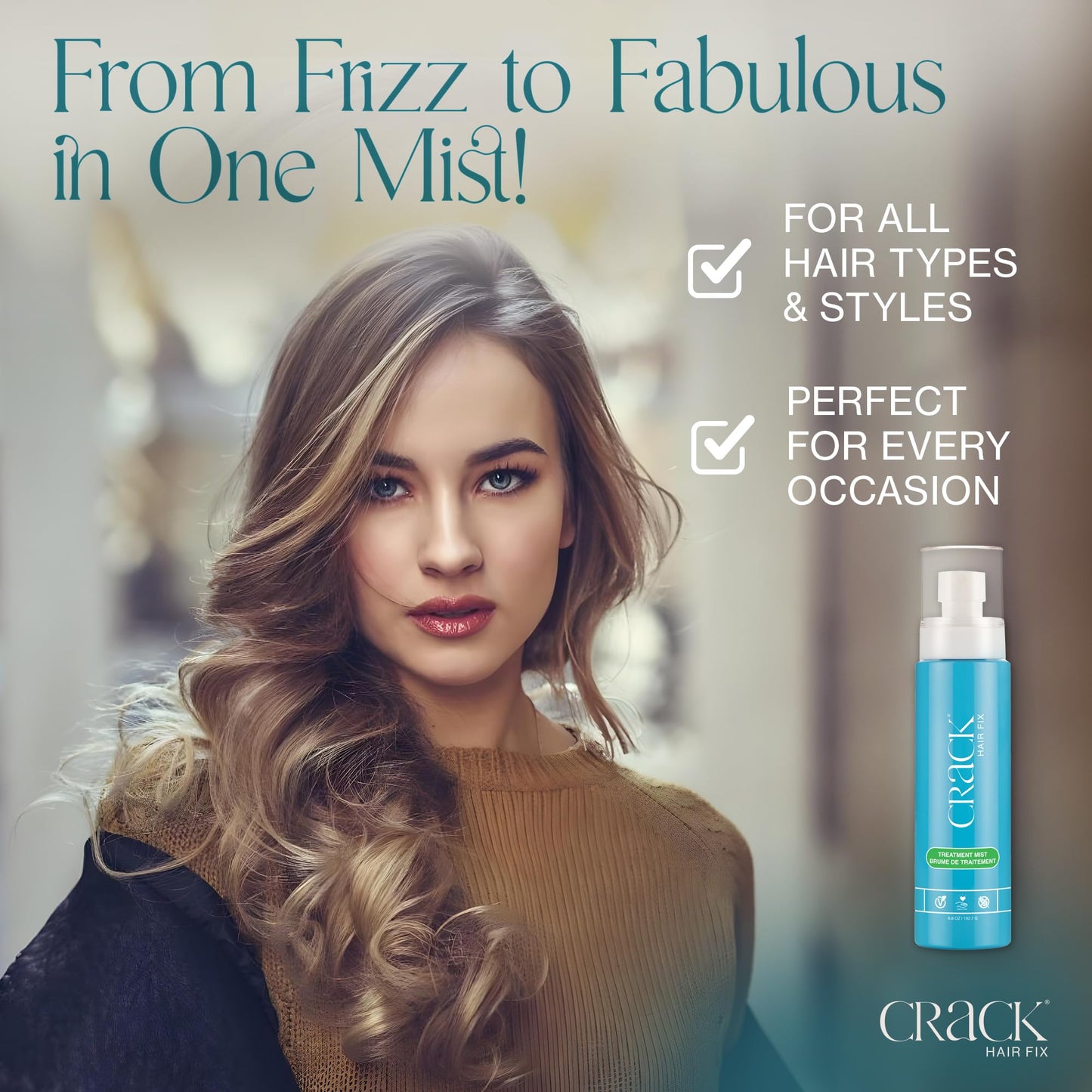 Crack HAIR FIX Mist Spray - Moisturizes & Protects Hair From Dryness & Thermal Damage, Improves Texture - 6 oz, 2 Pack