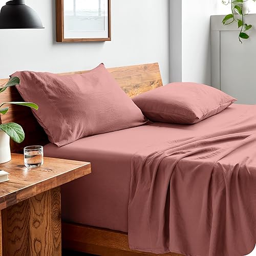Bare Home Queen Sheet Set - Luxury 1800 Ultra-Soft Stonewashed Microfiber - Double Brushed - Deep Pockets - Easy Fit - Breathable Bedding - Sheet Sets