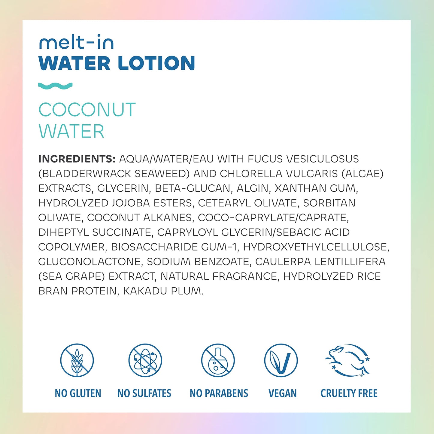 Seaweed Bath Co. Melt-In Water Lotion, Coconut Water Scent, 4 Ounce, Sustainably Harvested Seaweed, Sea Grape, Beta-Glucan