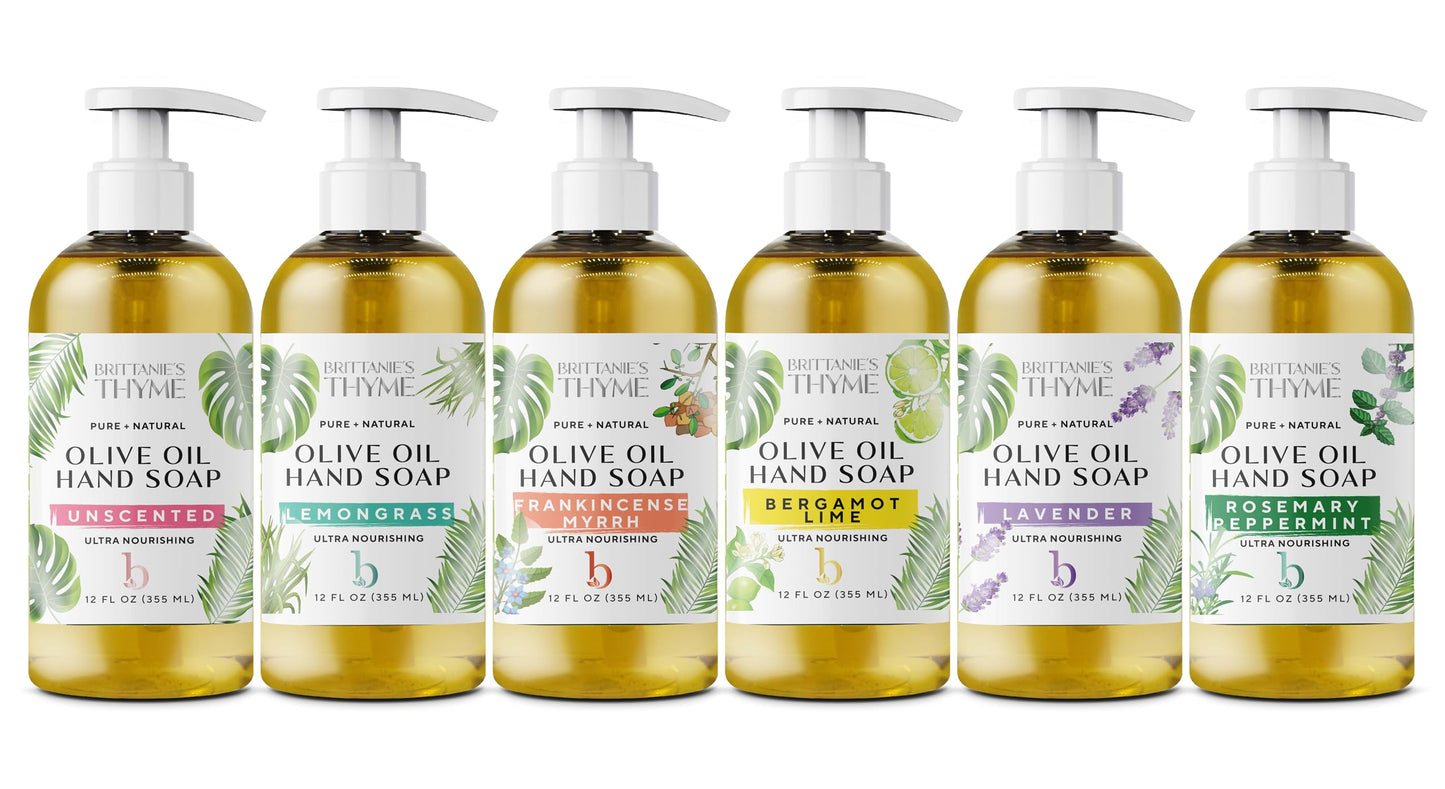 Brittanie’s Pure Castile Liquid Hand Soap Refill, Bergamot | Lavender | Lemongrass, 12 Ounce Pack of 3 | Dish Soap, Hair & Body, Home, Gentle & Pure