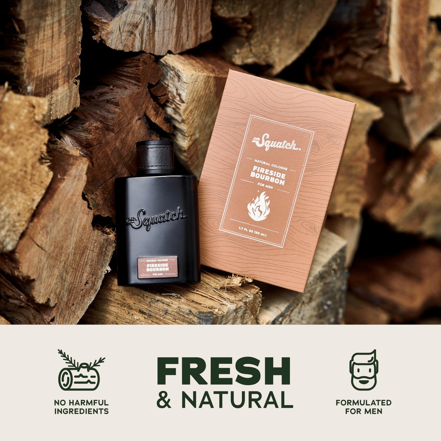 Dr. Squatch Natural Cologne for Men - Scent-Lock Technology and Sustainably-Sourced Ingredients - Fireside Bourbon Cologne (1.7 fl oz)