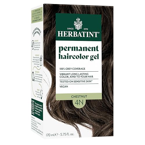 Herbatint Permanent Hair Dye For Women - 4N Chestnut - For Up To 100% Gray Coverage of Resistant Gray Hair - Ammonia-Free, Alcohol-Free & Vegan