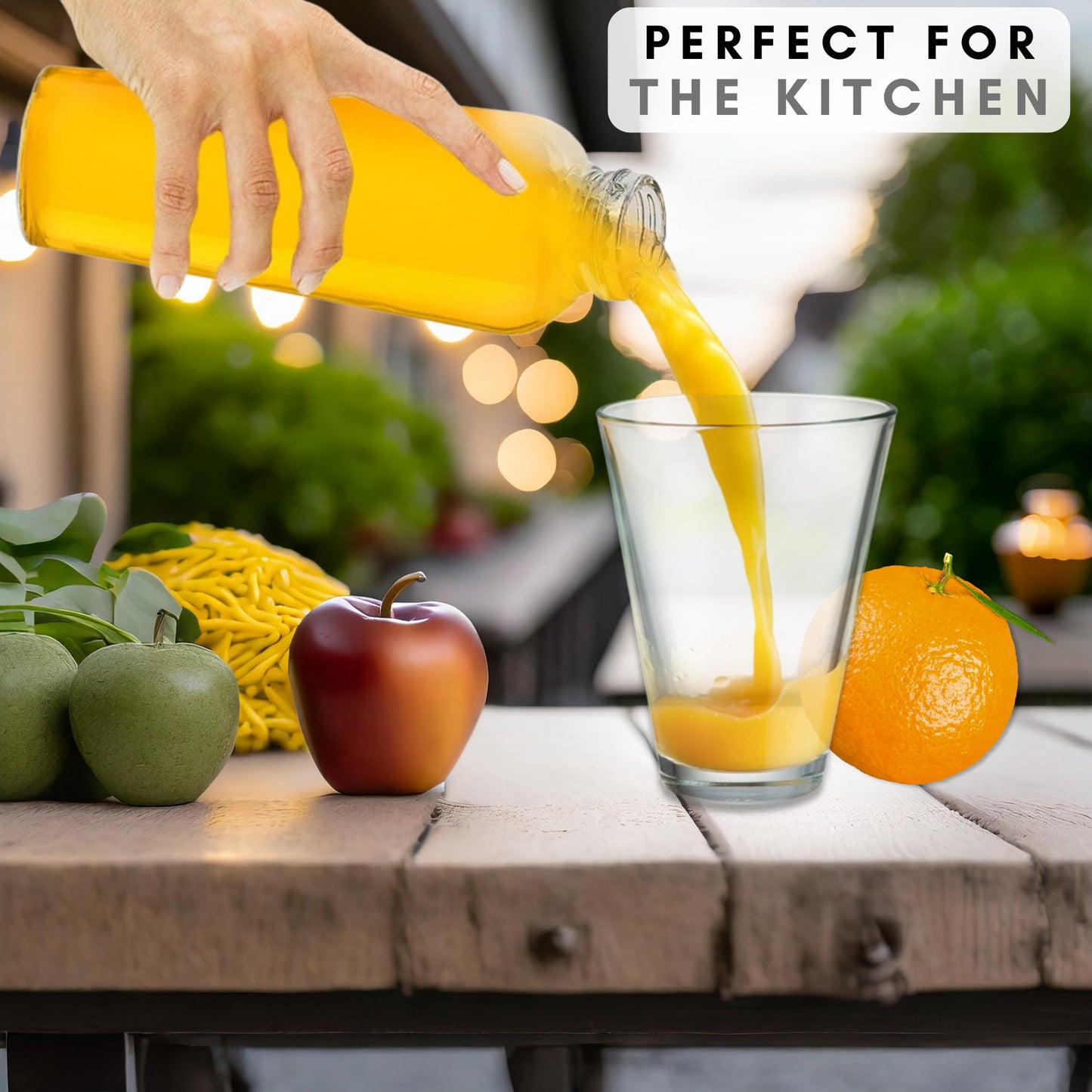 Brieftons Clear Glass Water Bottles With Caps: 6 Pack, 18 Oz Premium Soda Lime, Reusable Drinking Bottle, Sauce Jar, Juice Beverage Container, Kefir