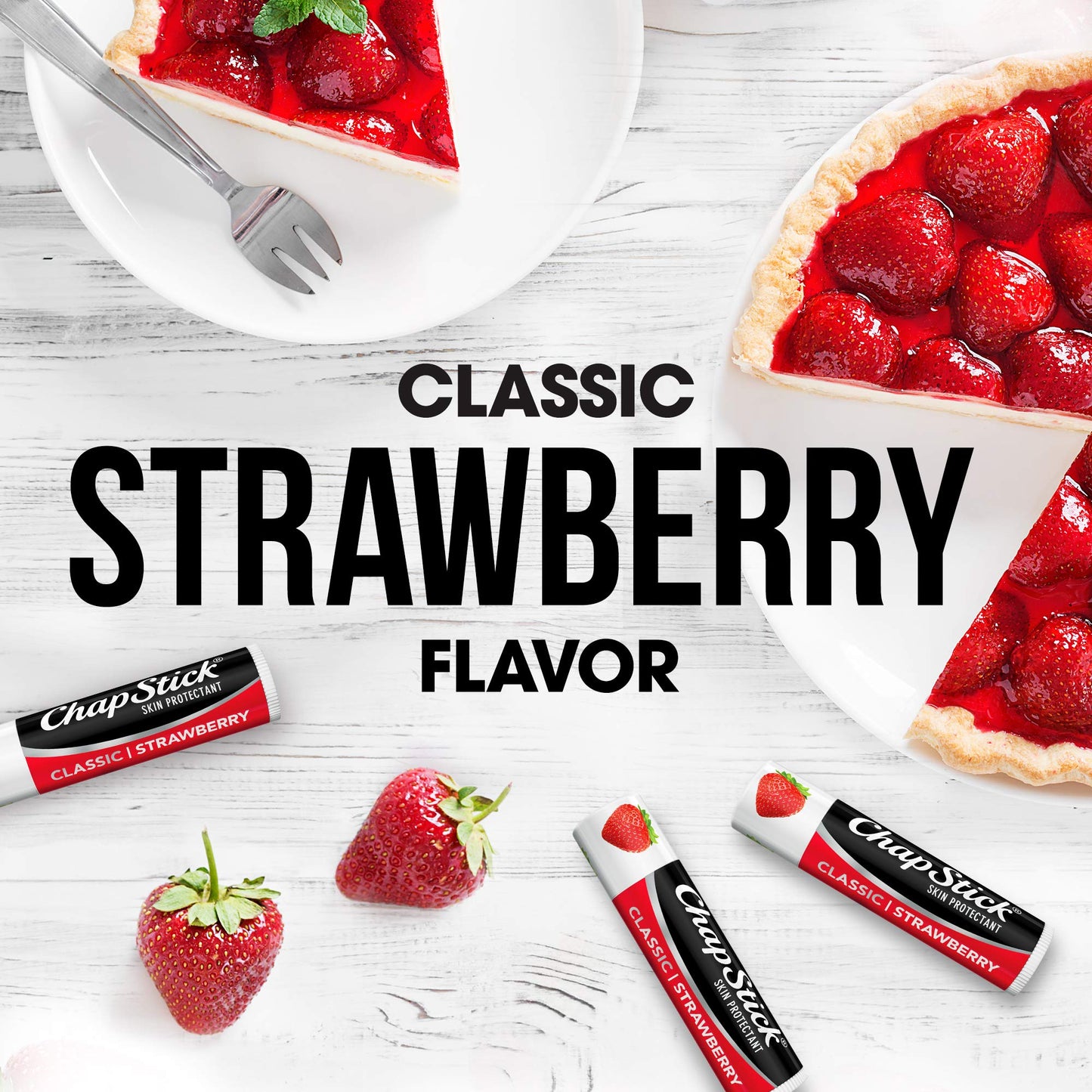ChapStick Classic Strawberry Lip Balm, 9-Count - Tinted Lip Moisturizer, Juicy & Sweet, 0.15 Oz Ea