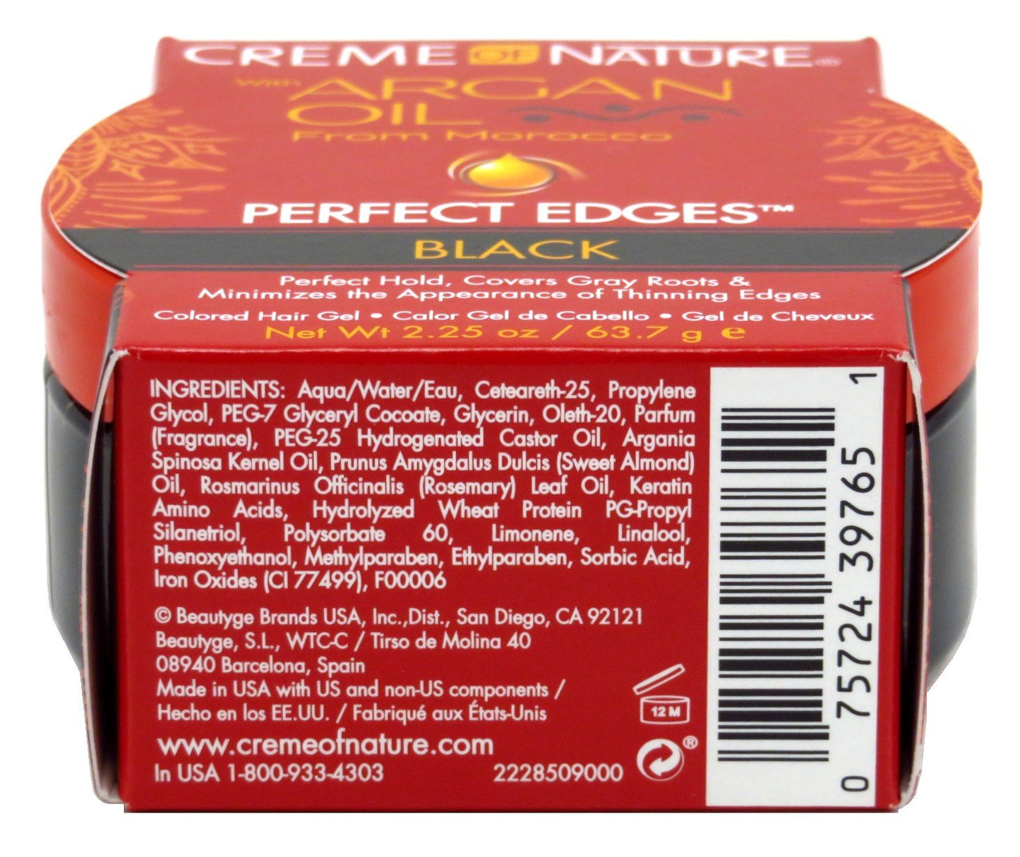 Creme Of Nature Argan Oil Perfect Edges Black 2.25 Ounce (2 Pack)