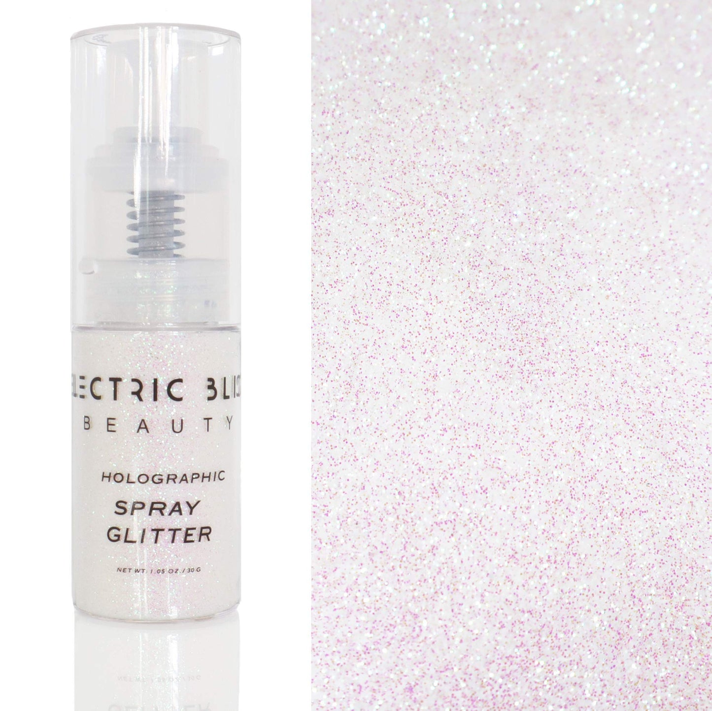 Iridescent White Glitter Spray - 30g Loose, Face, Hair, Eye & Body Glitter for Women - Rave & Festival Accessory - Cosmetic Makeup