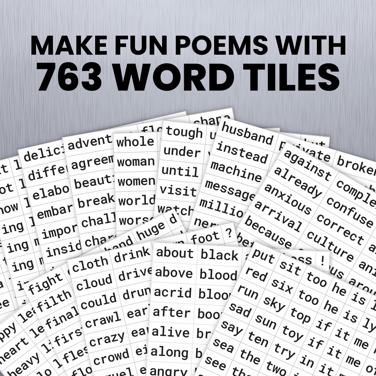 Essential Word Magnet Kit – 797 Magnetic Words for Fun Fridge Poetry, Creative Word Play, Self-Expression & Compatible with Other Kits