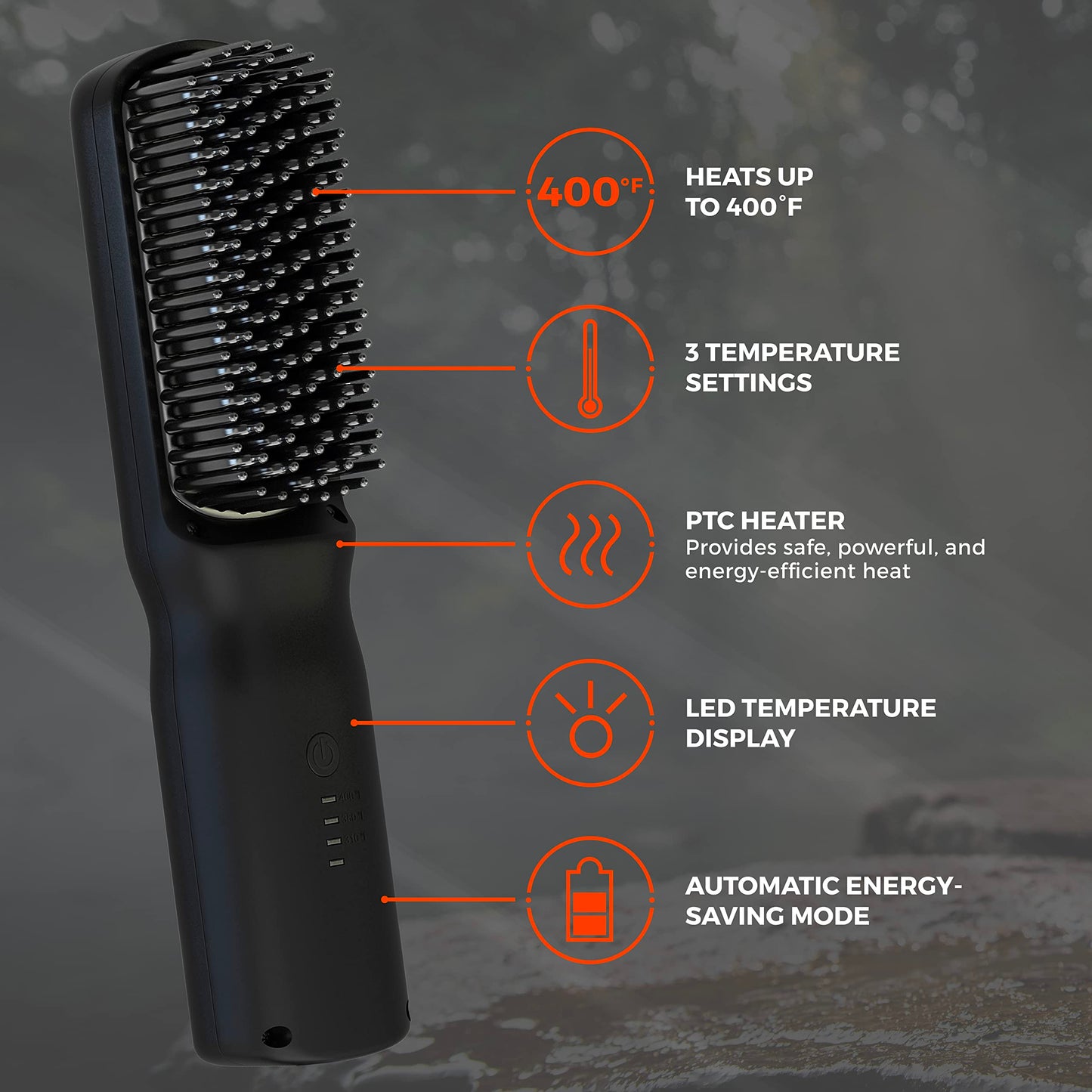Wild Willies Beard Straightener for Men - 3 Temperature Settings, Tourmaline Ceramic Heated Beard Brush & Hot Comb - Portable, Ionic Technology