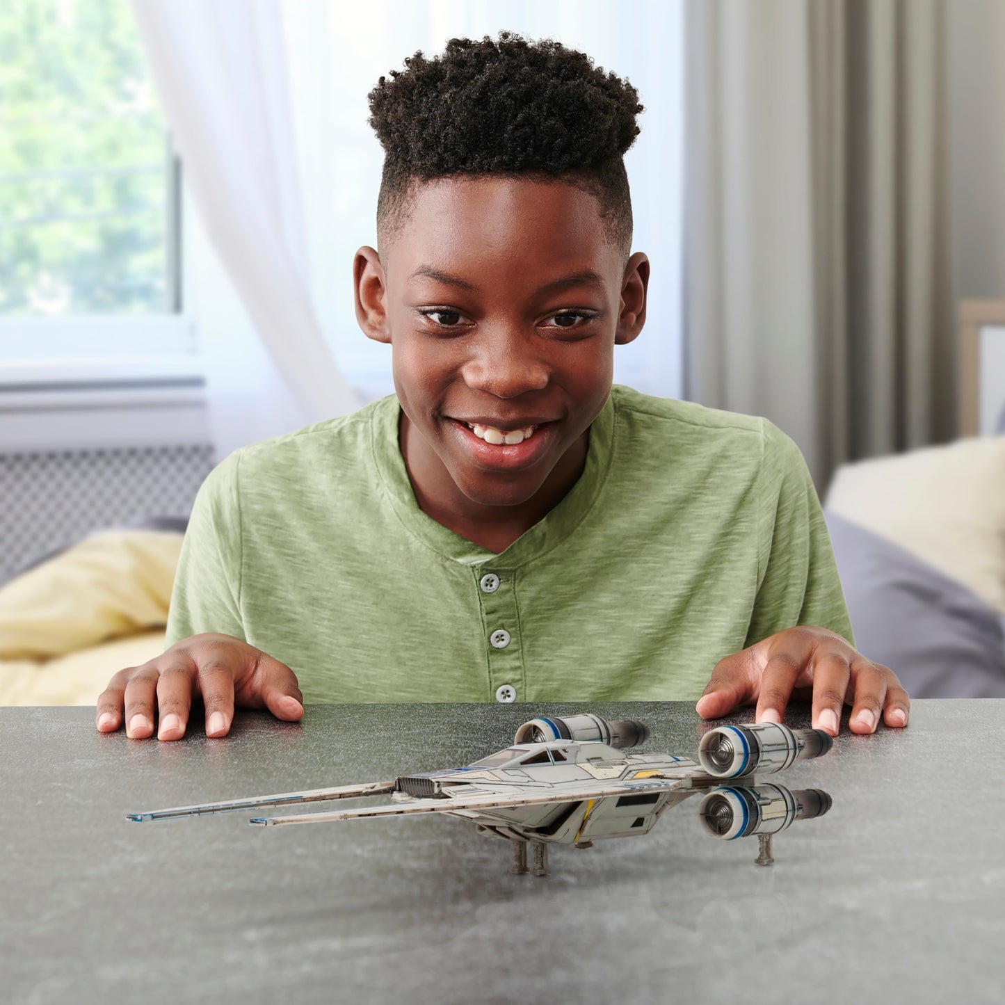 Jazwares Star Wars Micro Galaxy Squadron U-Wing Starfighter – 12" Vehicle with Foldout Wings, Troop Bay, Sniper Gun & 3 Micro Figures