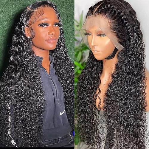 Water Wave Lace Front Wigs Human Hair Pre Plucked Baby Hair HD Transparent Wet and Wavy Lace Wigs 180% Density Brazilian Glueless 13x4 Water Wave Lace