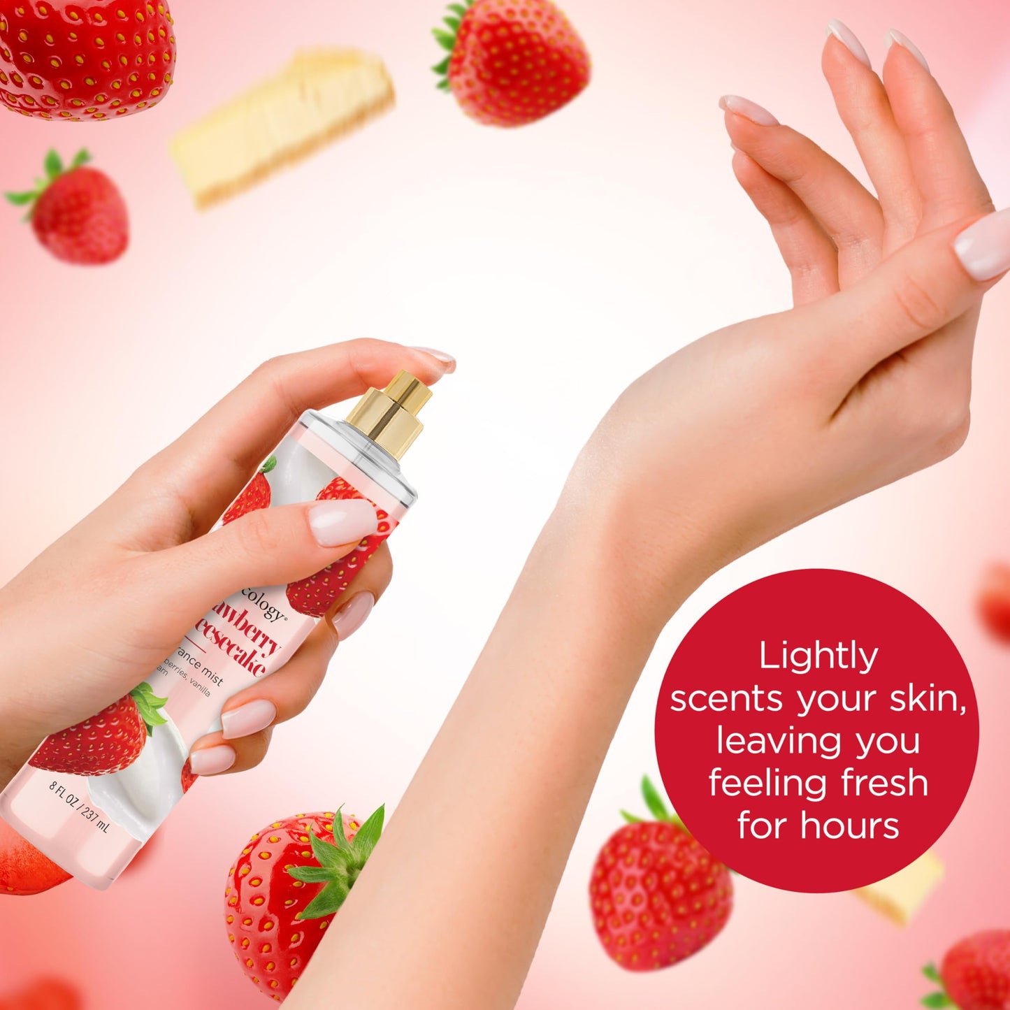 Bodycology Long-Lasting Fragrance Body Mist, Strawberry Cheesecake, 8 fl oz (Pack of 2)