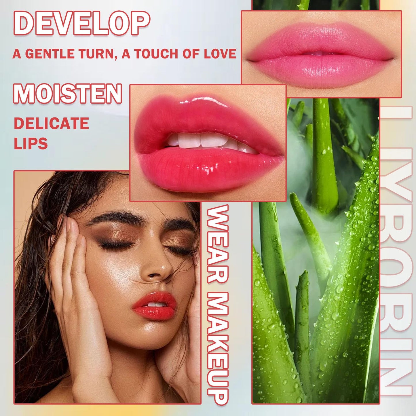 3PCS Aloe Vera Color Changing Lipstick Set,Magic Jelly Lipstick Long Lasting Highly Pigmented Color Change Lip Gloss,Waterproof Lips Moisturizer