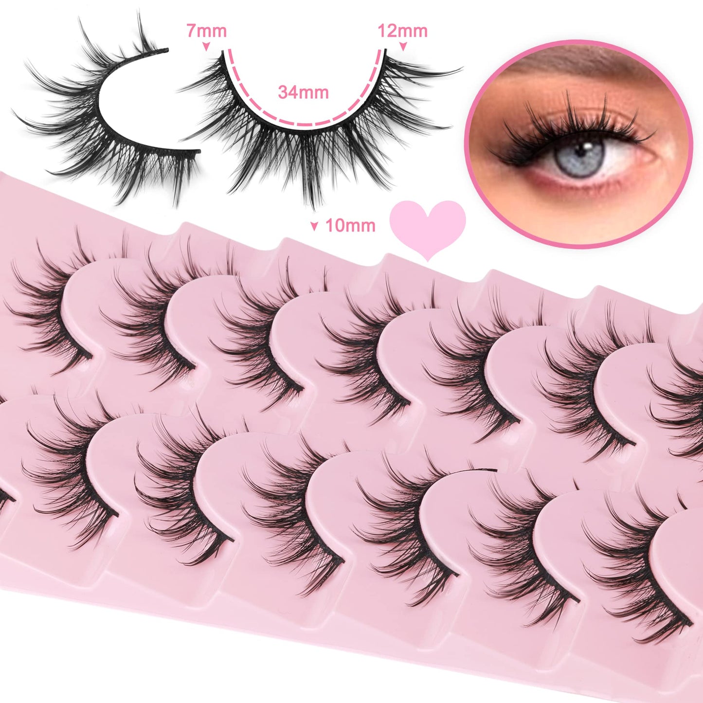 Manga Lashes Natural Look False Eyelashes Anime Lashes Mink Wispy Fluffy Spiky 3D Volume Eyelashes Pack Korean Japanese Asian Cosplay Fake Eyelashes Beauty and Personal Care EYDEVRO