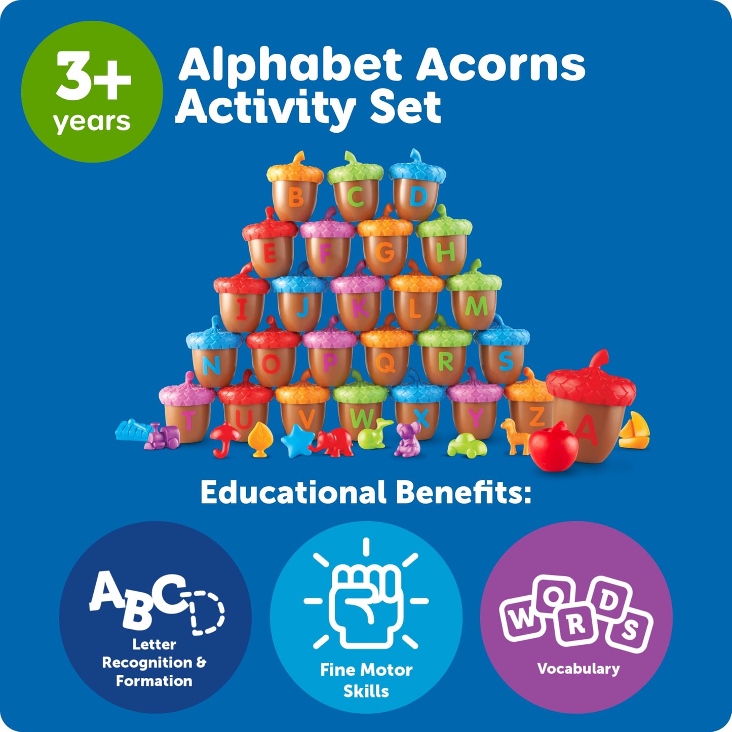 Learning Resources Alphabet Acorns Activity Set – 78-Piece Educational Toy for Toddlers, Letter Recognition, Homeschool, Visual & Tactile Learning, Ages 3+