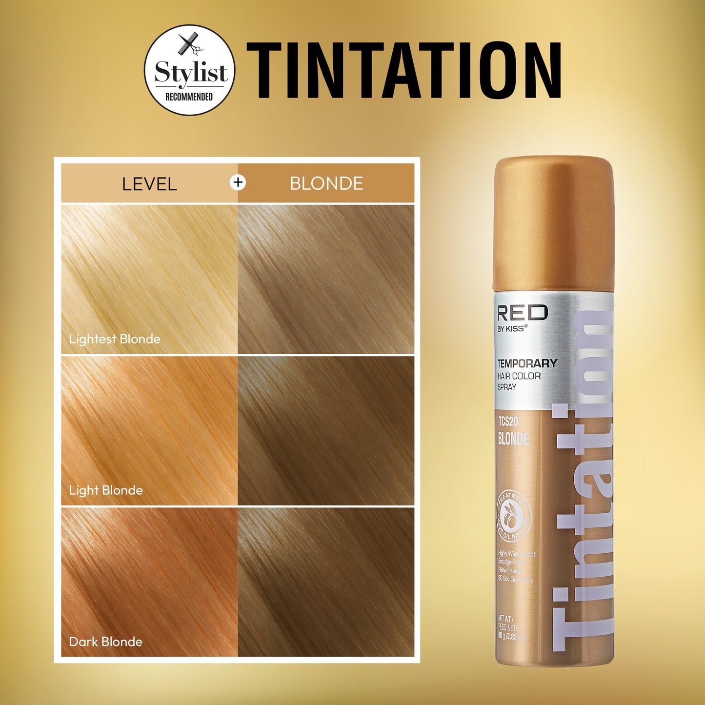 Red by Kiss Tintation Temporary Hair Color Spray, Instant Gray Root Touch Up Coverage, Water-Resistant & Smudge-Proof, Easy Wash Out, Barber