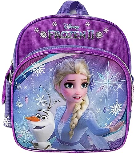 Pod Disney Frozen 2 Elsa Anna & Olaf 10"" Mini Backpack Girl's Book Bag, Purple