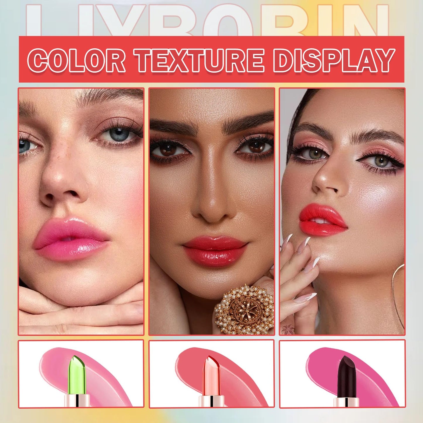 3PCS Aloe Vera Color Changing Lipstick Set,Magic Jelly Lipstick Long Lasting Highly Pigmented Color Change Lip Gloss,Waterproof Lips Moisturizer