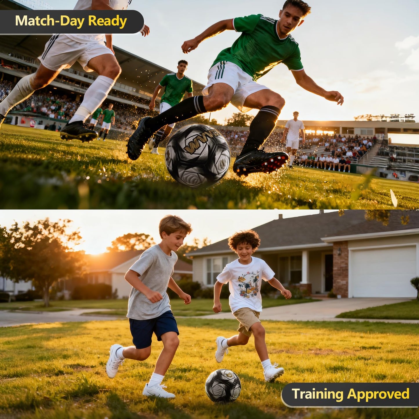 WVVOU Soccer Ball Size 5, Matches and Training Soccer Ball, 3.5mm Thickened Pu, Suitable for Indoor or Grassland Beach and Muddy Ground, Adaptable…