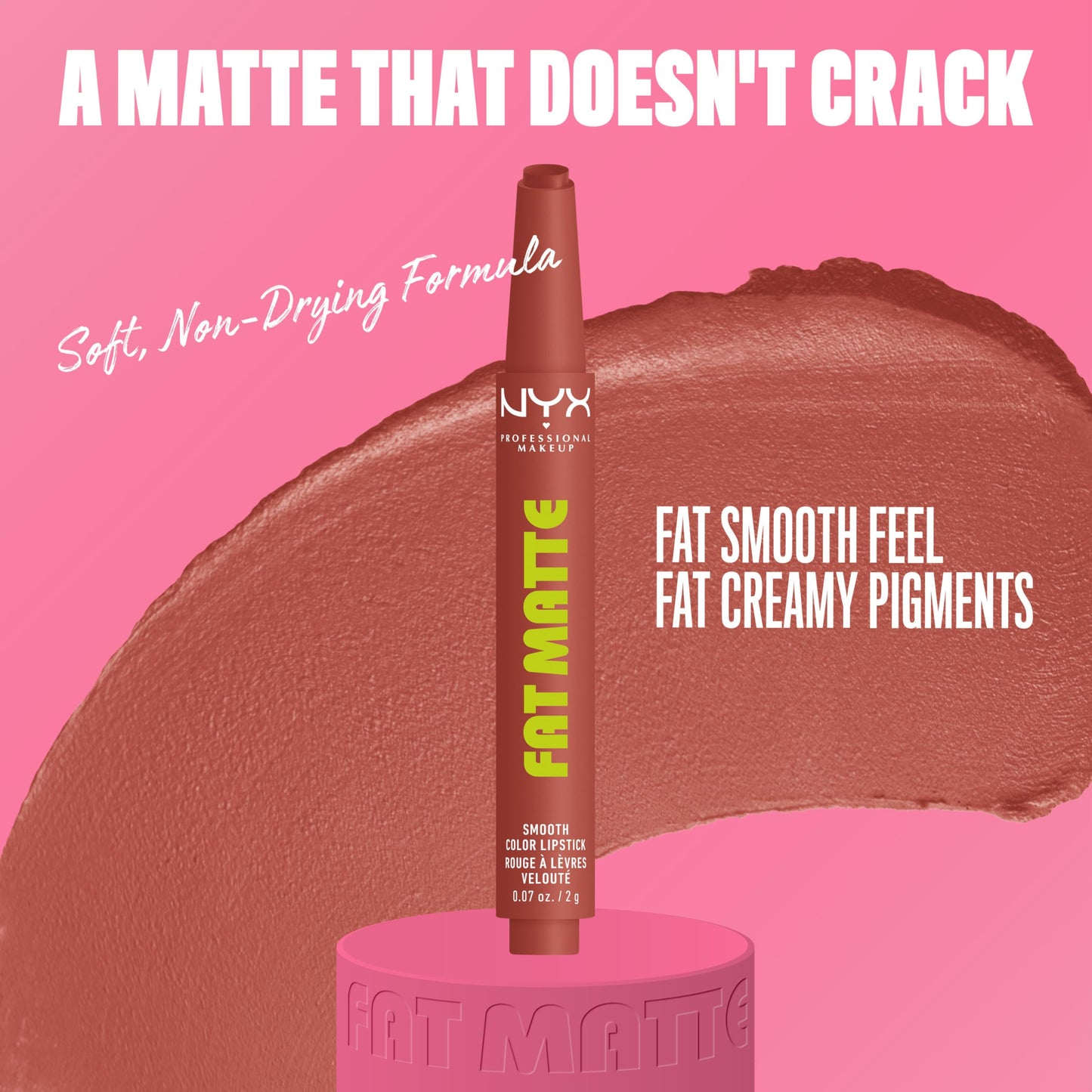 NYX PROFESSIONAL MAKEUP Fat Matte Lipstick, Pigmented, Smoothing, & Non-Drying Lip Crayon, Long Lasting Lip Makeup, Vegan & Cruelty Free - Rose Robe Beauty and Personal Care NYX PROFESSIONAL MAKEUP