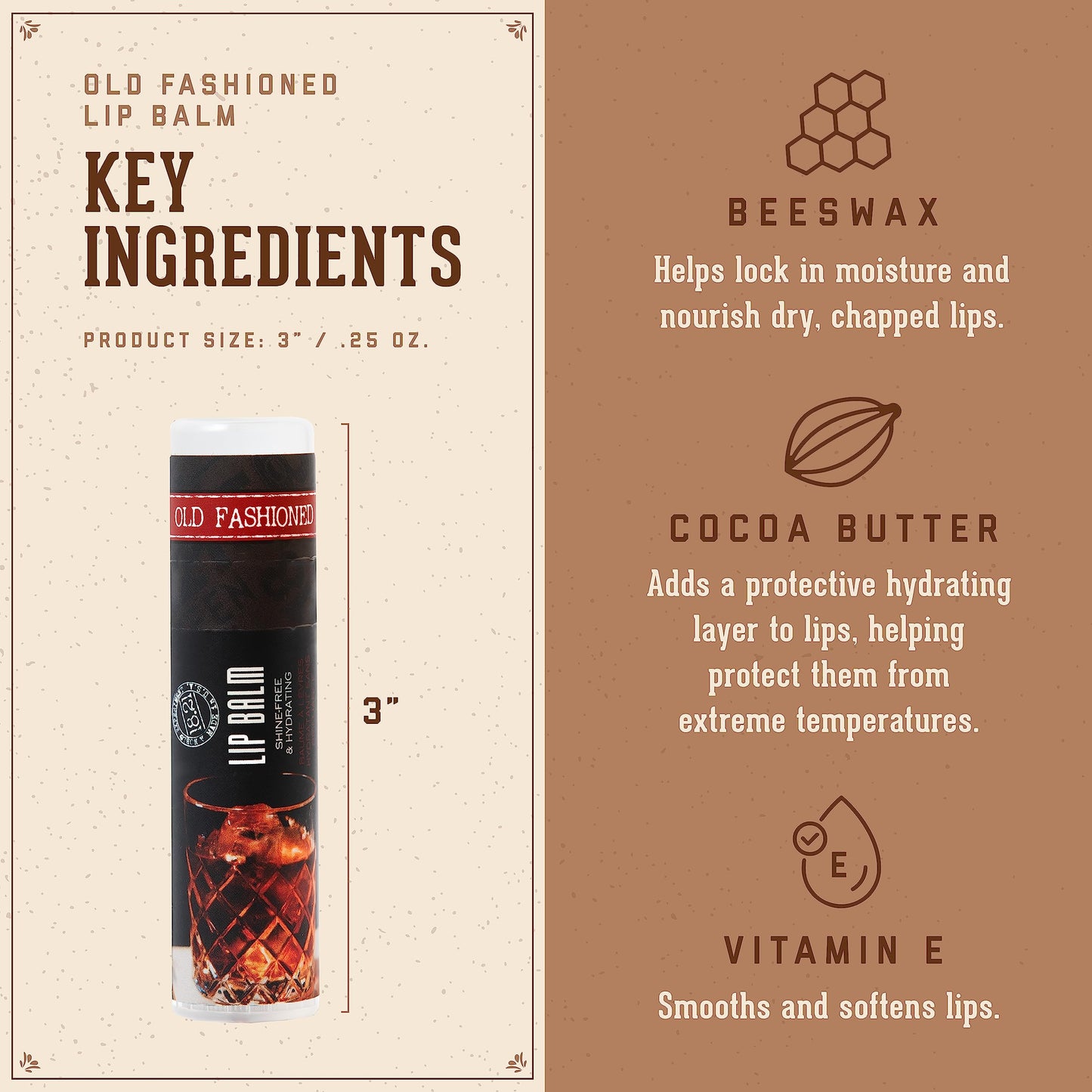 18.21 Man Made Lip Balm - Original Old Fashioned Flavor, Lip Protectant Hydrates & Moisturizes with Beeswax, Cocoa Butter & Vitamin E