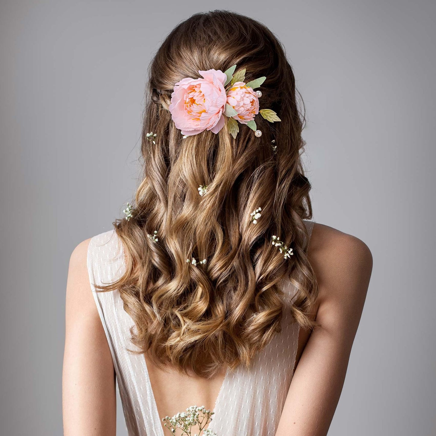 HINZIC 2pcs Silk Flower Hair Clips for Women, 2 in 1 Flower Brooch, Pearl Floral Hair Pins Barrettes for Women Girls Brides Party Wedding Decor Hair