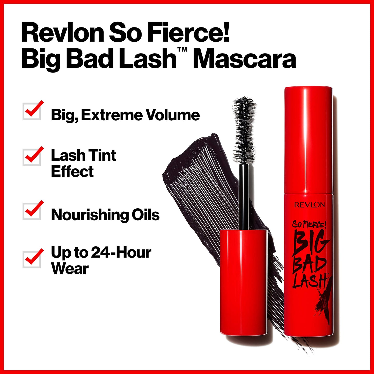 Revlon Mascara, So Fierce Big Bad Lash Eye Makeup, Volumizing, Lasts up to 24 Hours, No Clump, Smudge-Proof, Flake-Free, 762 Waterproof Blackest