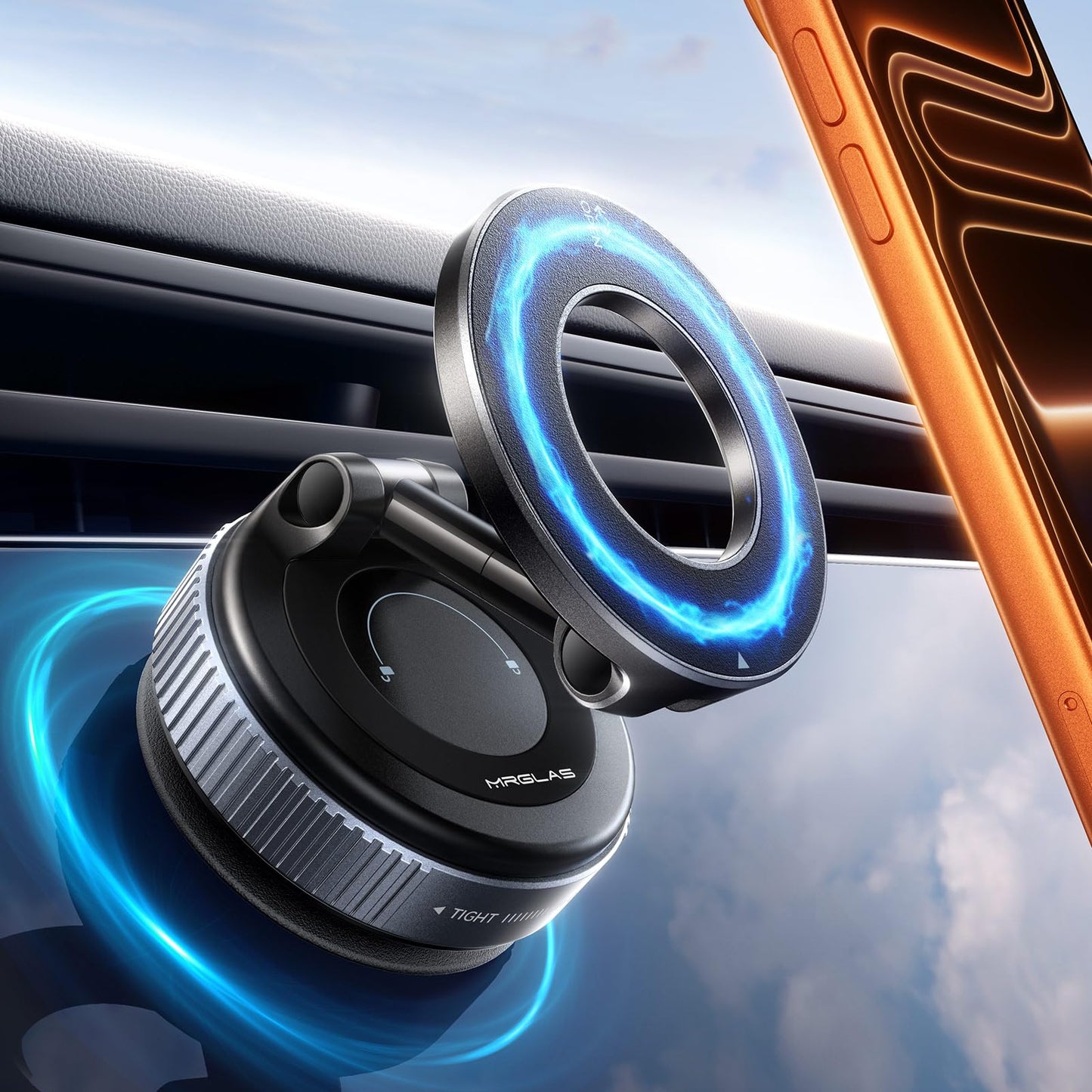 MRGLAS 2026 Upgraded Phone Holders for Your Car, Magsafe Car Mount Ultra Magnetic, 360° Adjustable Vacuum Suction Car Phone Mount, Car Truck…