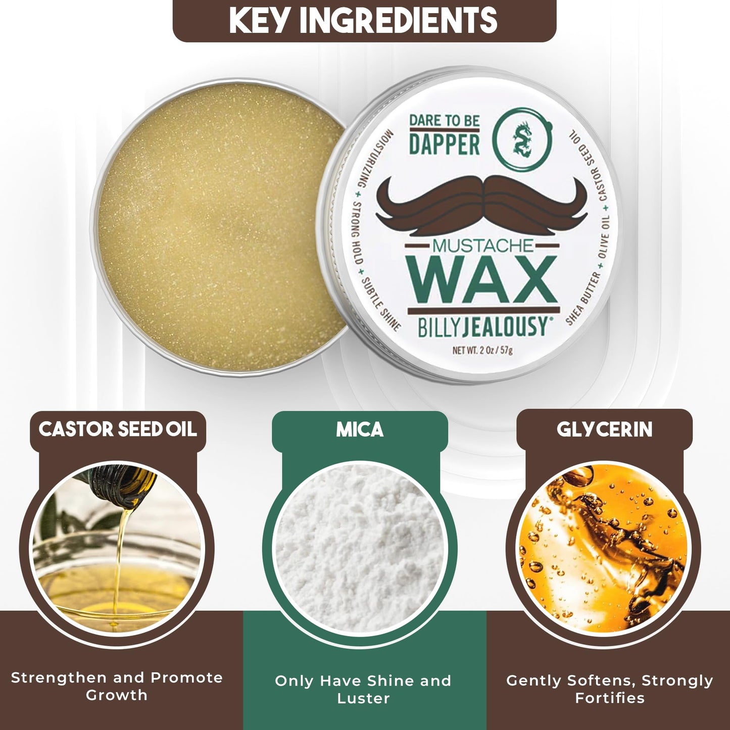 Billy Jealousy Bulletproof Strong Hold Mustache Wax, Conditioning Travel-Friendly Styling Product with Woodsy Lavender, Tropical Fruit, and Oak Moss