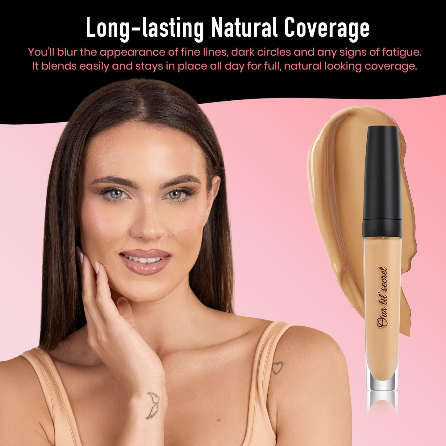 Frankie Rose Cosmetics Our Lil’ Secret Concealer - Full, Long Lasting Coverage for Dark Circles and Fine Lines - Easy to Blend - Soft, Smooth