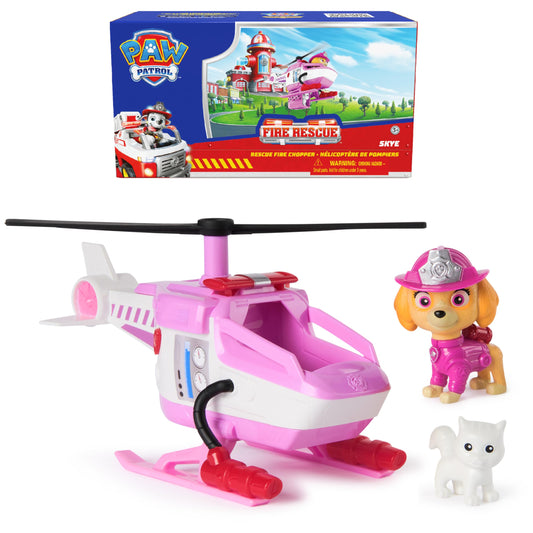 PAW Patrol Fire Rescue Skye Chopper – Toy Helicopter with Skye Figure & Kitty Friend, Action Playset for Kids Ages 3+