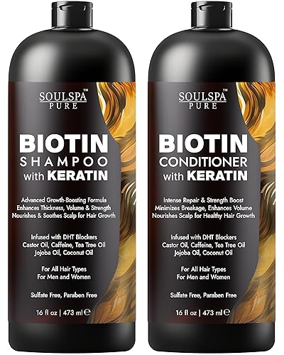 Biotin Shampoo and Conditioner Set with Keratin - Sulfate-Free Advanced Anti-Thinning, Hair Growth Shampoo and Conditioner Combo Repair Formula