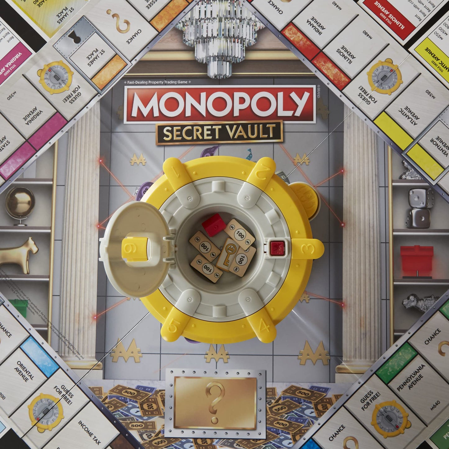 Monopoly Secret Vault Board Game for Kids Ages 8 and Up, Family Board Game for 2-6 Players, Includes Vault