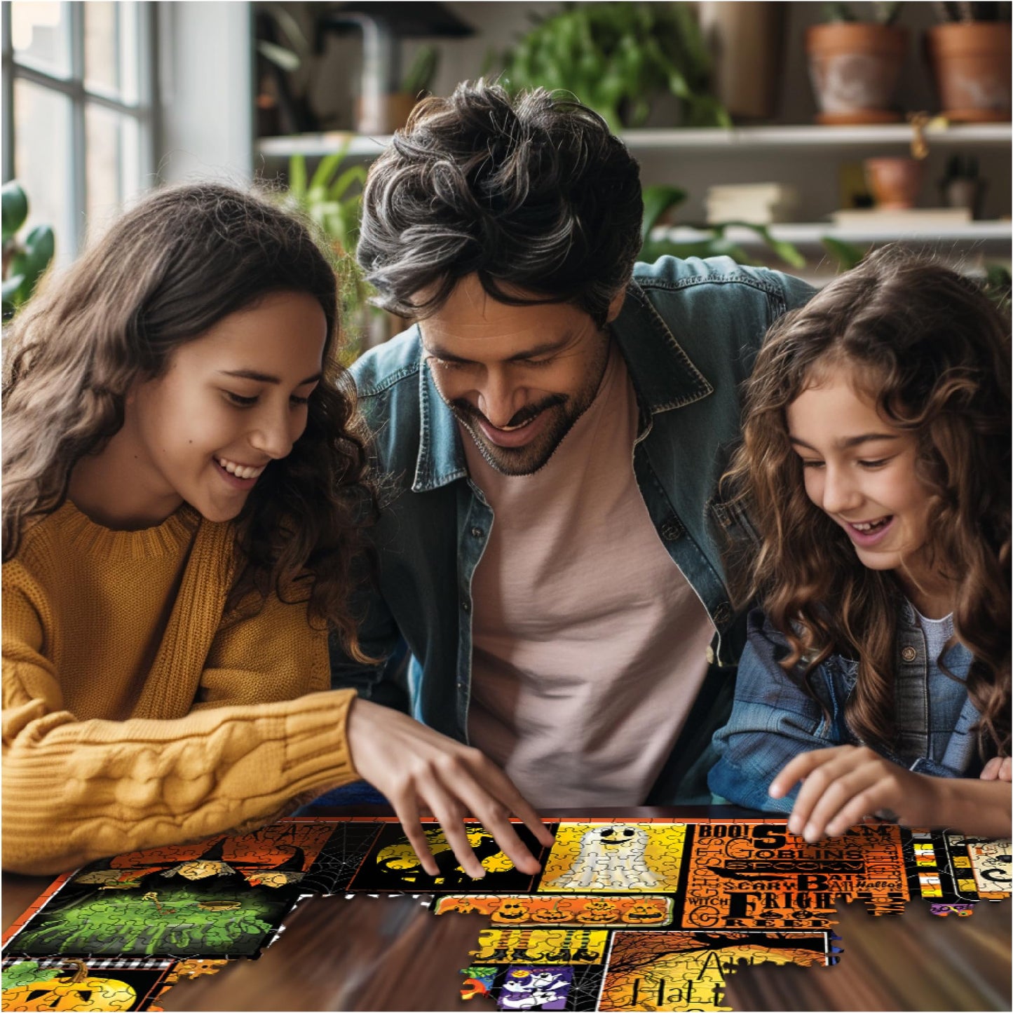 White Mountain Happy Haunting Halloween Puzzles 1000 Pieces Collage Jigsaw Puzzle for Fall and Autumn