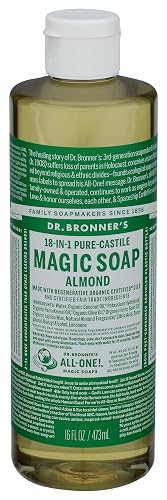 Dr. Bronner's 18-in-1 Hemp Almond Pure-Castile Liquid Soap, 1 Pound (Pack of 1).