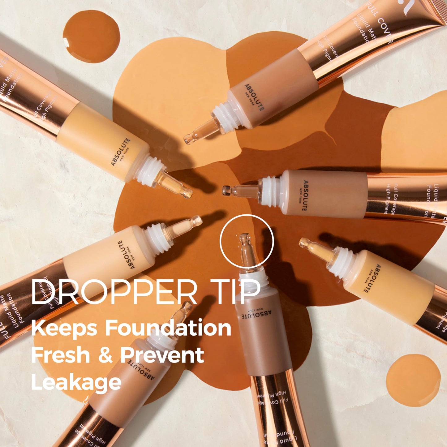 Absolute New York MFFD06 Full Cover Liquid Matte Foundation; Creamy Oil Free Formula with Dropper Tip; Natural Matte Finish