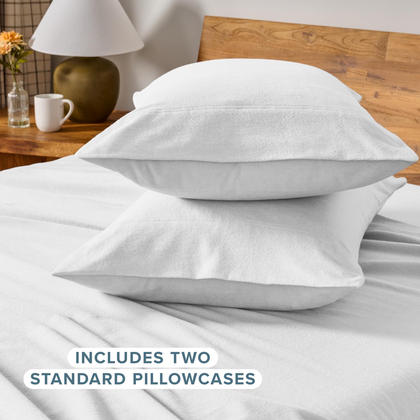 Bare Home Flannel King Pillowcases Set of 2-100% Cotton - Velvety Soft & Cozy - Double Brushed Heavyweight Flannel Pillowcases (King Pillowcase Set of