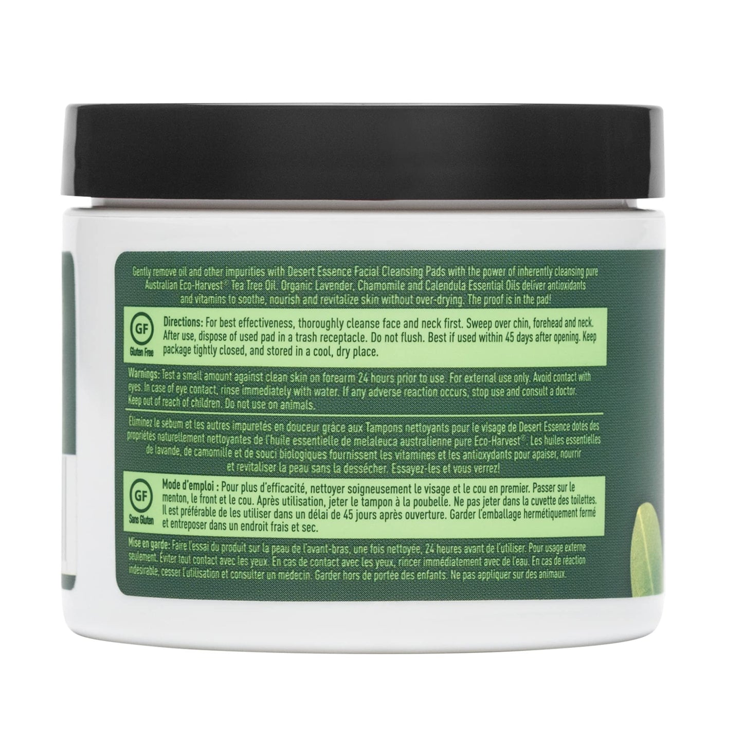 Desert Essene Daily Facial Cleansing Pads with Pure Australian Tea Tree, Witch Hazel, Calendula & Chamomile - Reduce Oil, Minimize Pores - Plant-Based