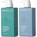 MEDIX 5.5 Exfoliating AHA Glycolic Acid Face & Body Wash Cleanser + Collagen Moisturizing Body Cream Lotion Skin Care 2PC Set | Alpha Hydroxy Acid