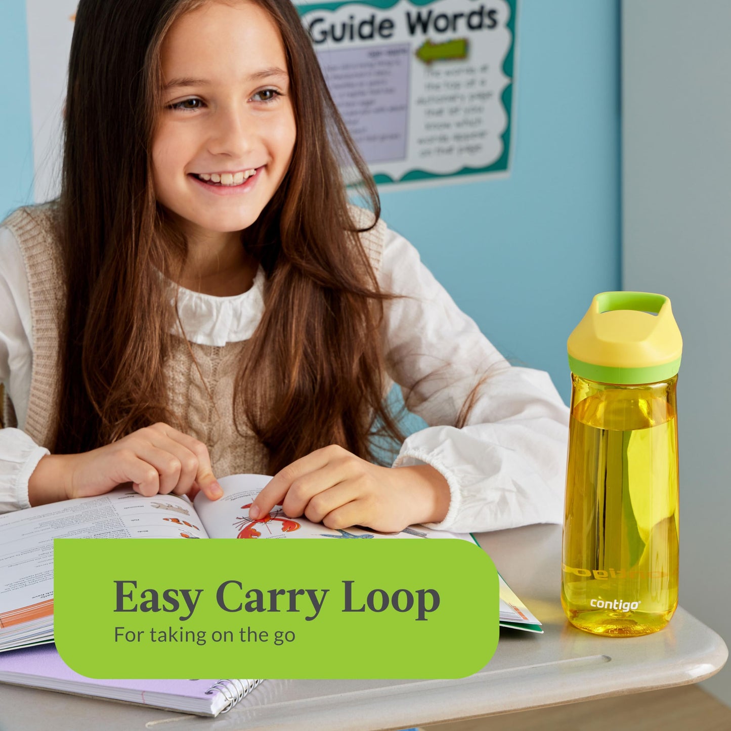 Contigo Micah Water Bottle, 20 oz, Pineapple/Cool Lime