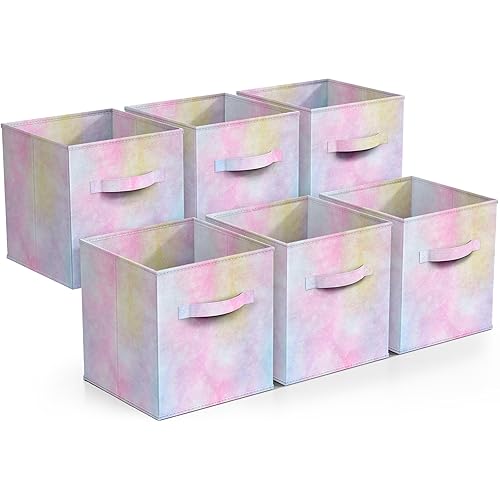 Sorbus Fabric Storage Cubes - 6 Foldable Tie Dye Storage Bins for Organizing Cubbies, Toy Box - Clothes Storage & Closet Organizer - 11 Inch…