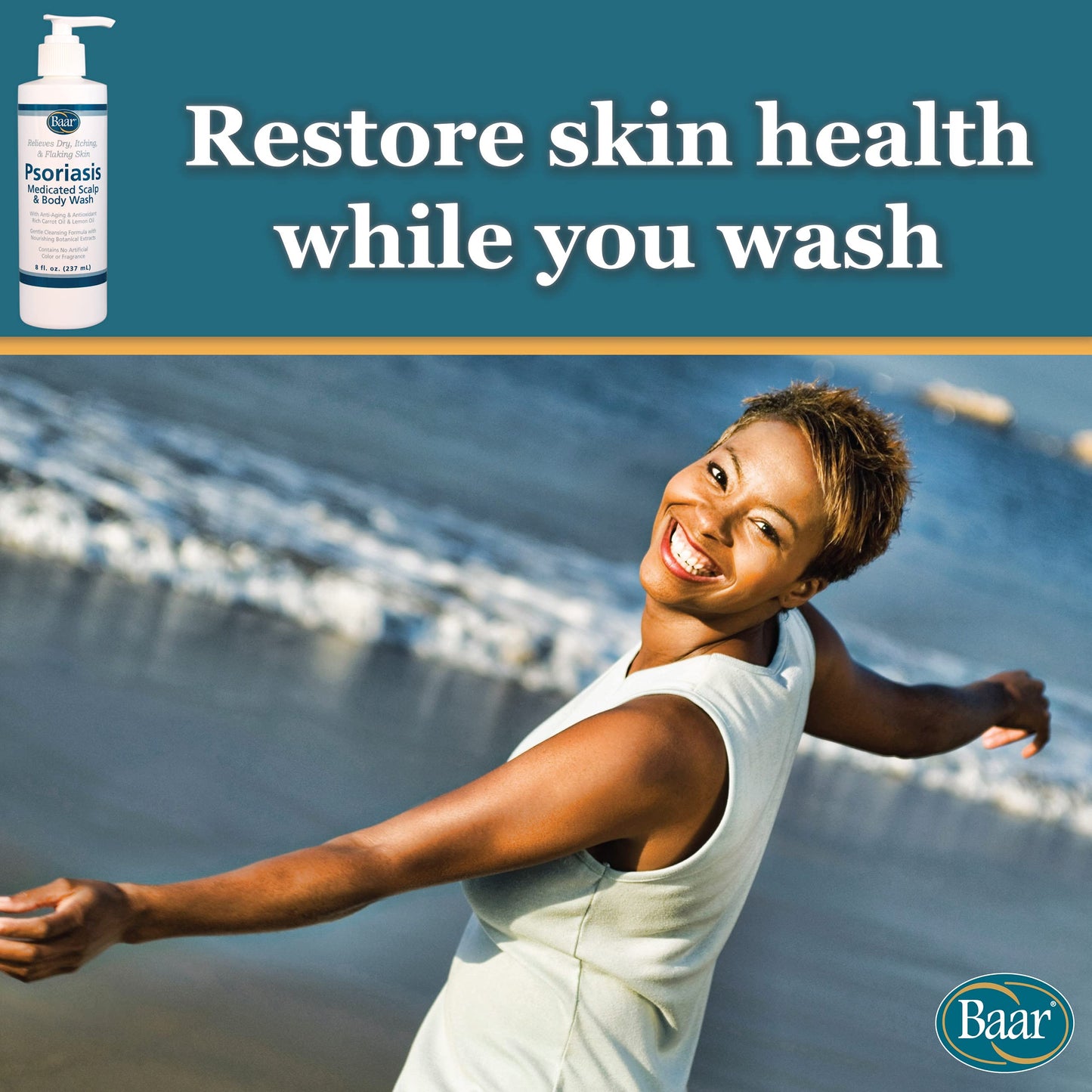 BAAR Psoriasis Therapeutic Scalp & Body Wash, Soothing Healing Formula with 2% Salicylic Acid and Antioxidant-Packed Botanicals like Carrot and Lemon Beauty & Personal Care Baar