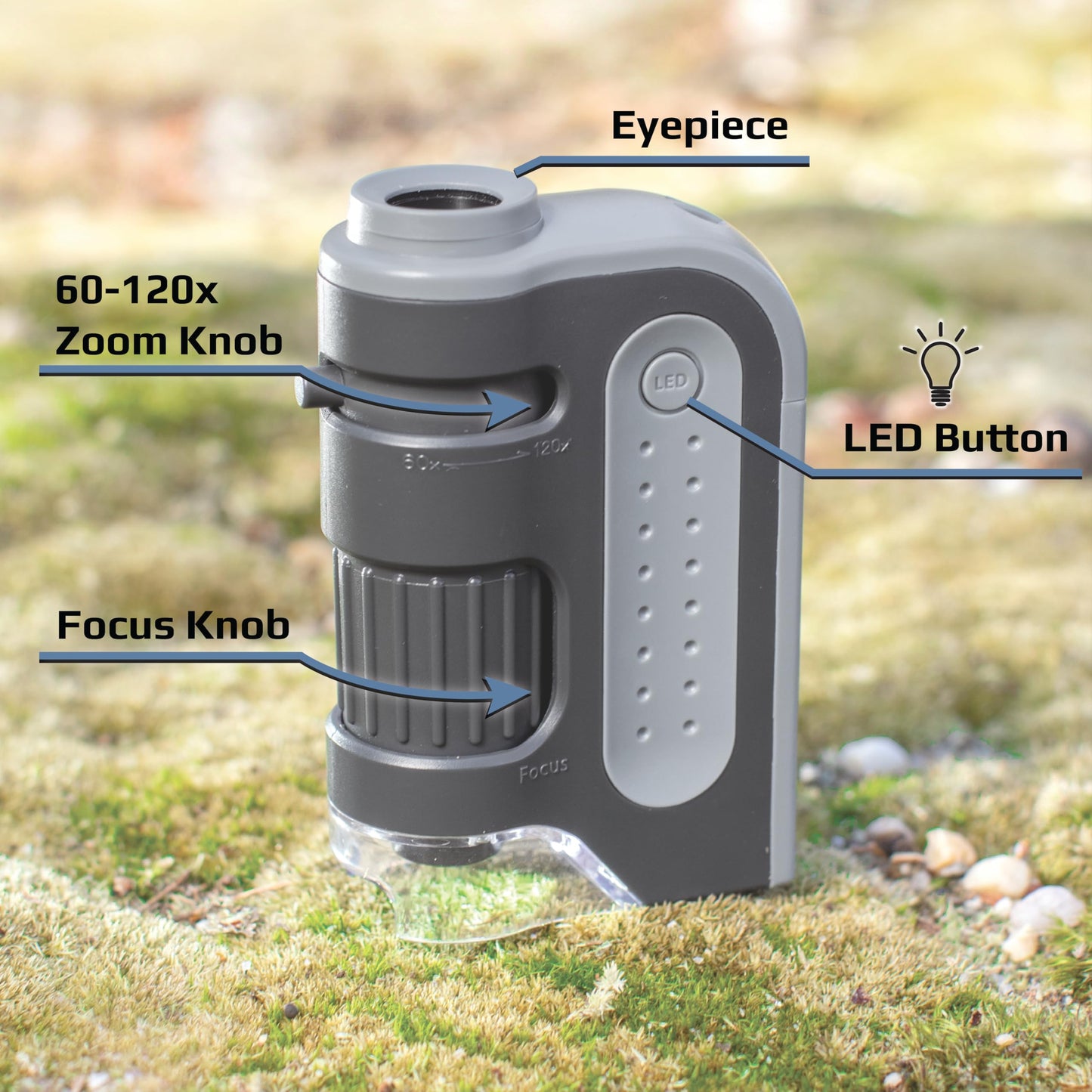 Carson MicroBrite Plus 60x-120x LED Pocket Microscope – Mini Handheld STEM Toy for Students & Science Labs (MM-300)